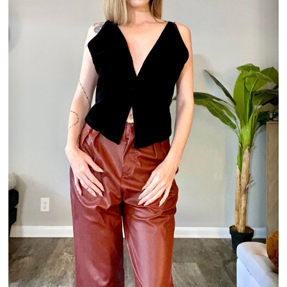 Zara black velvet strappy vest